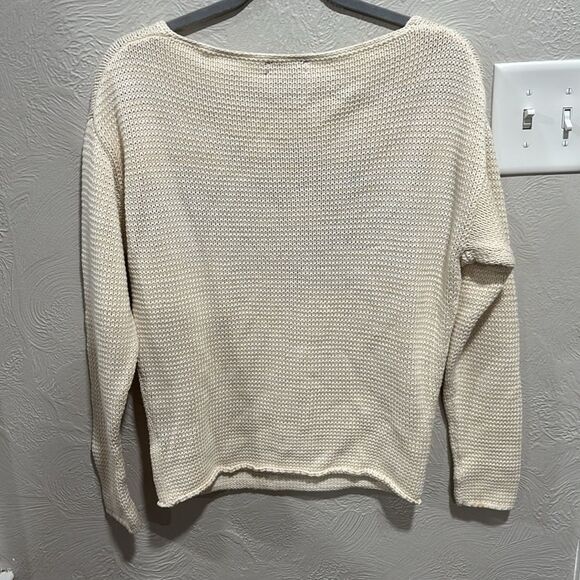 Ralph Lauren Boat Neck Intarsia Knit Sweater Pullover Cream Black Size Small - Picture 6 of 9
